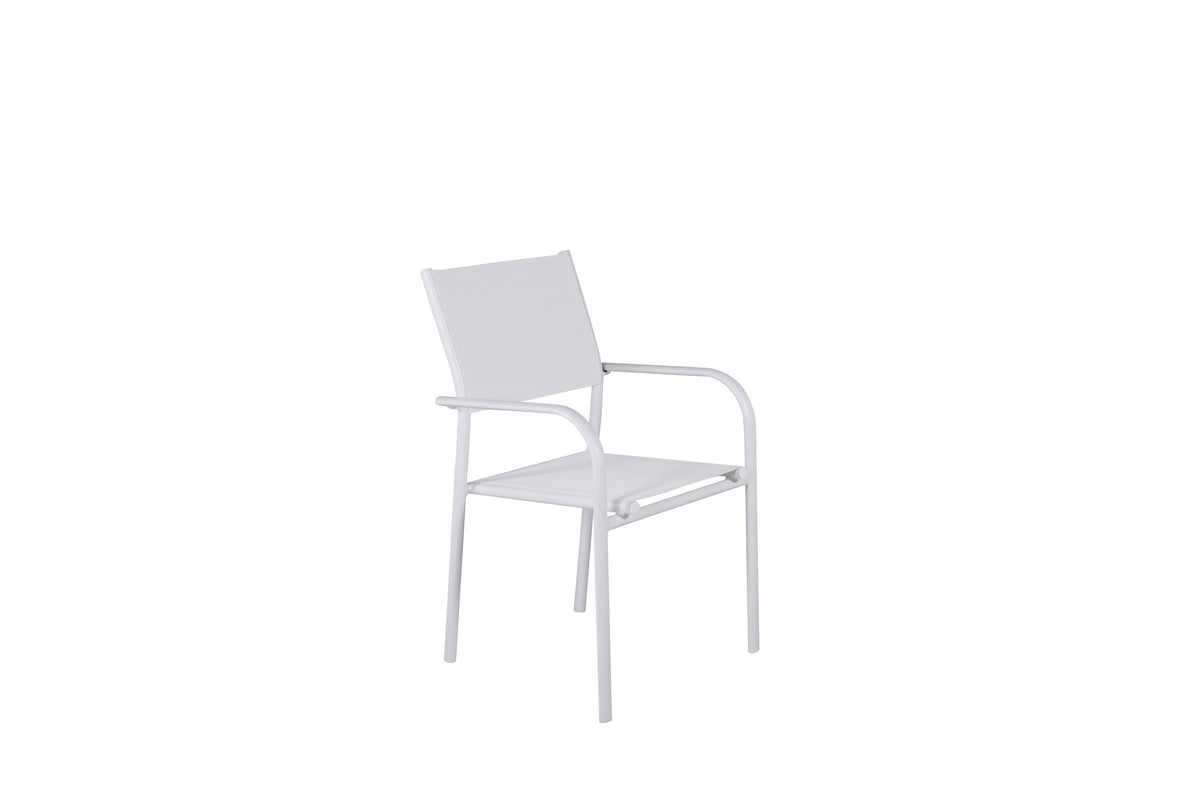 Santorini stapelbar karmstol 2-pack vit aluminium och textilenväv