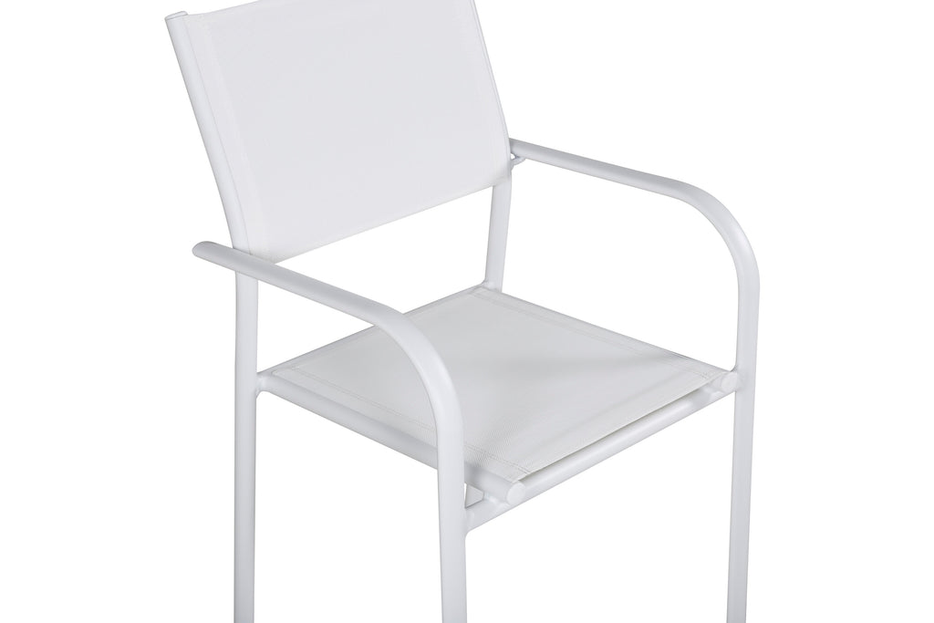 Santorini stapelbar karmstol 2-pack vit aluminium och textilenväv