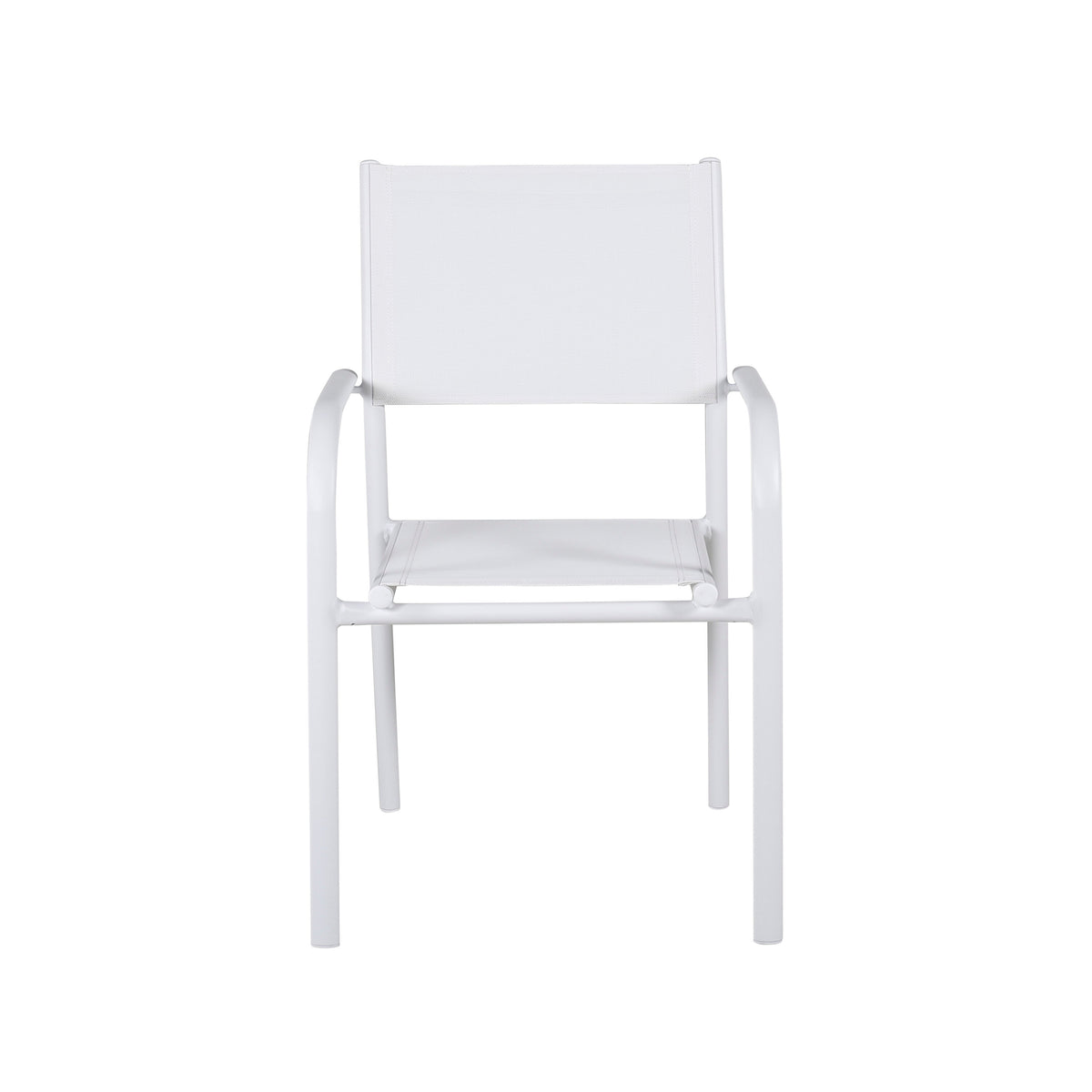 Santorini stapelbar karmstol 2-pack vit aluminium och textilenväv