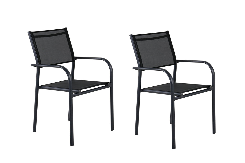 Santorini stapelbar karmstol 2-pack svart aluminium och textilenväv