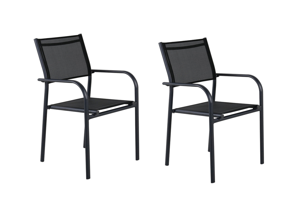 Santorini stapelbar karmstol 2-pack svart aluminium och textilenväv