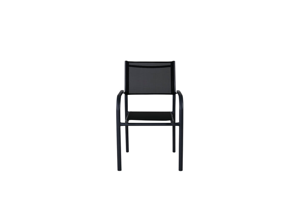 Santorini stapelbar karmstol 2-pack svart aluminium och textilenväv
