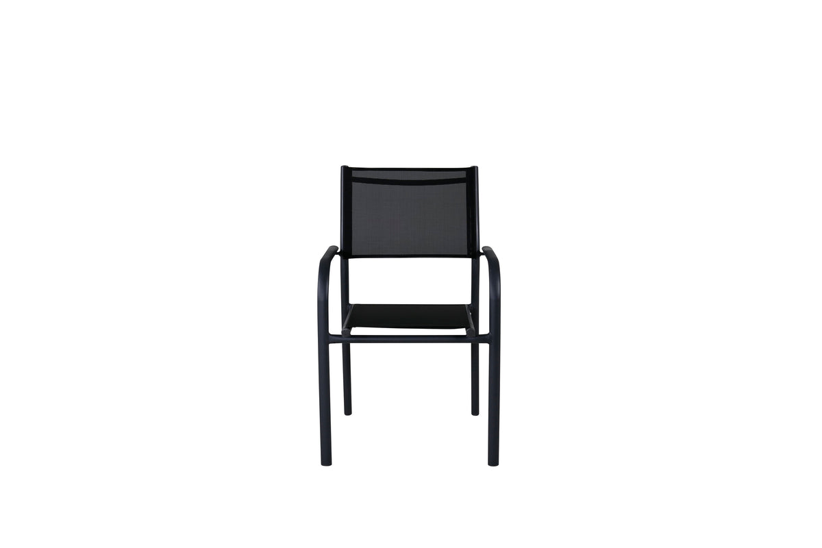 Santorini stapelbar karmstol 2-pack svart aluminium och textilenväv