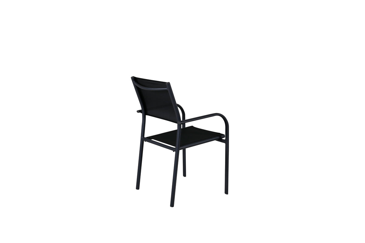 Santorini stapelbar karmstol 2-pack svart aluminium och textilenväv