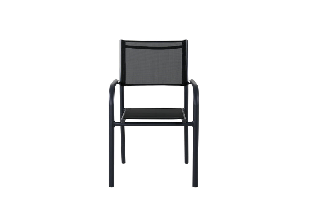 Santorini stapelbar karmstol 2-pack svart aluminium och textilenväv