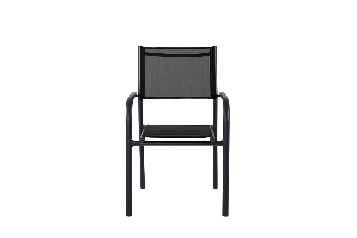 Santorini stapelbar karmstol 2-pack svart aluminium och textilenväv