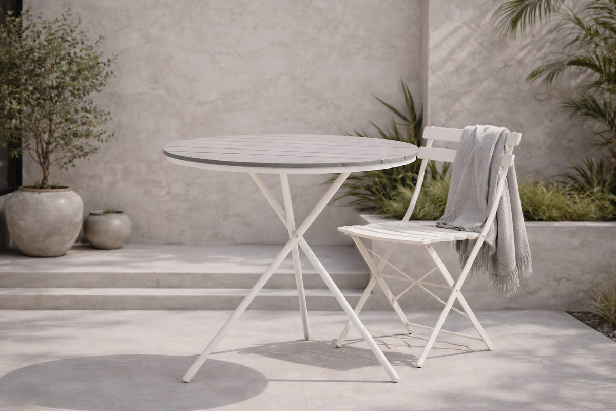 Parma cafébord Ø90 cm vit/grå