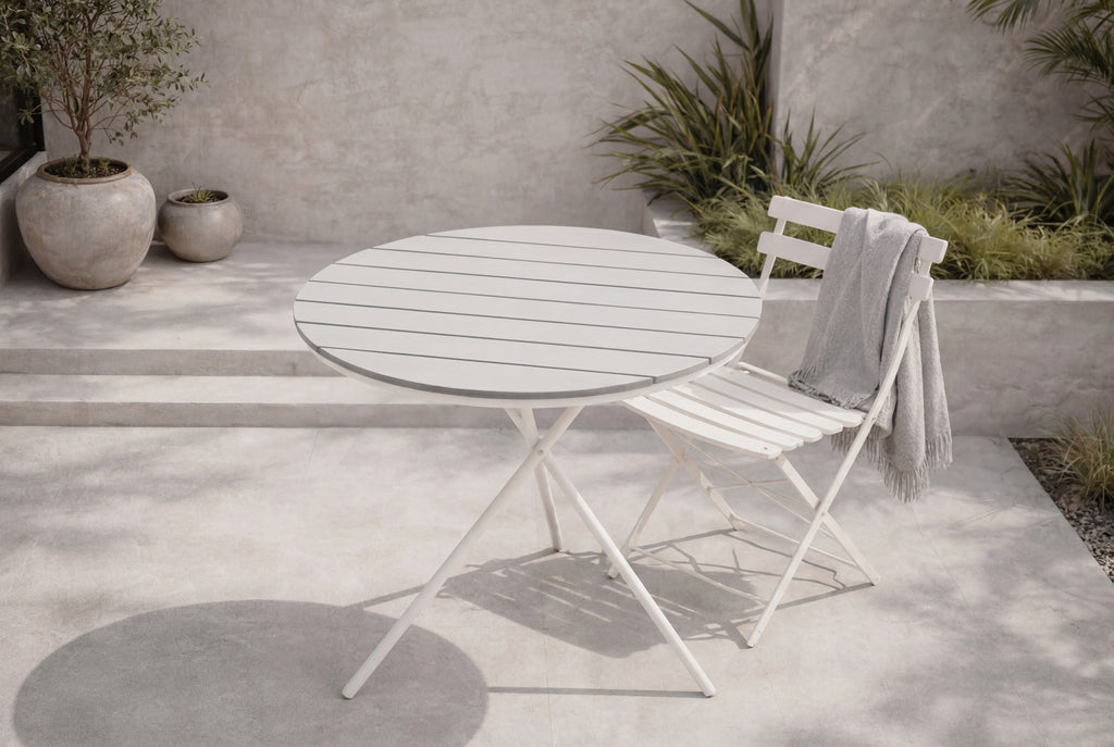 Parma cafébord Ø90 cm vit/grå