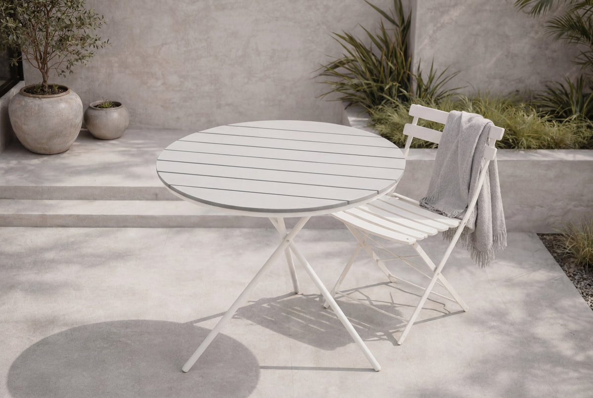 Parma cafébord Ø90 cm vit/grå