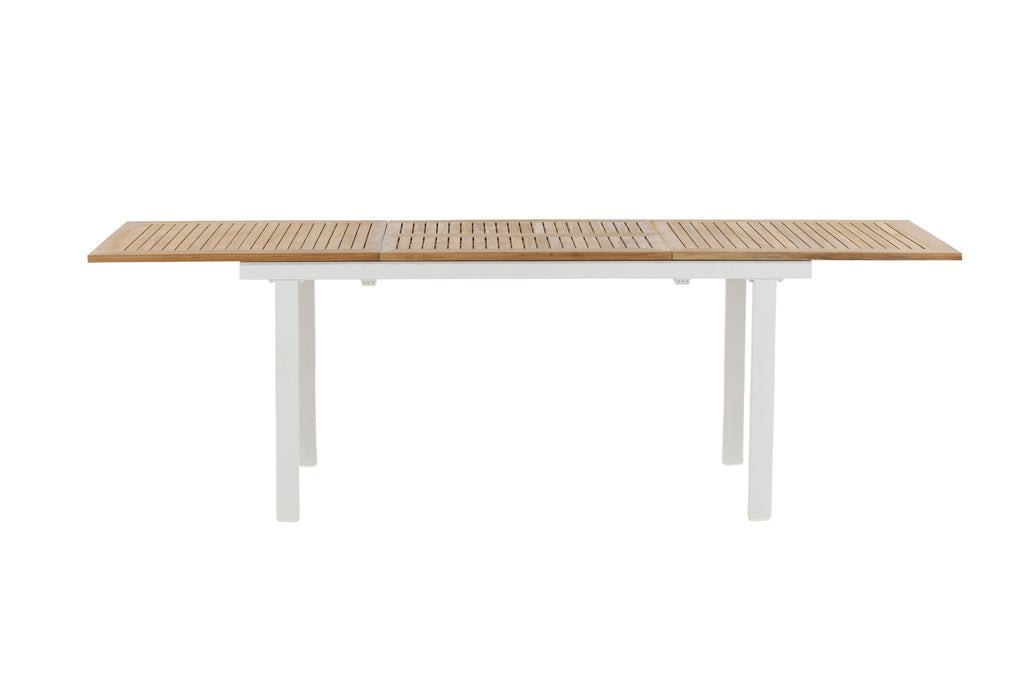 Panama förlängningsbart matbord 160/240 cm vit aluminium och teak