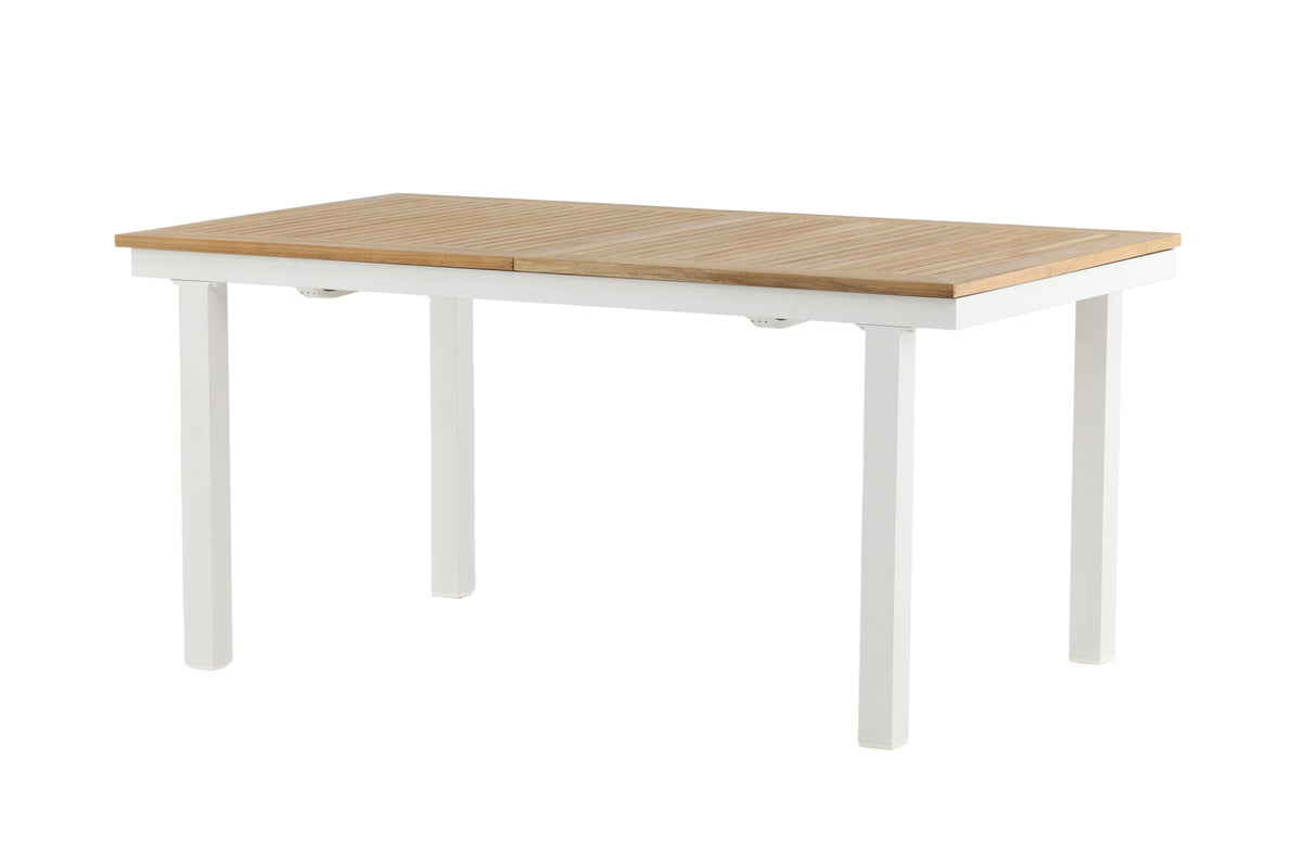 Panama förlängningsbart matbord 160/240 cm vit aluminium och teak