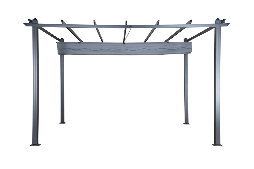 Lazio pergola svart aluminium med grått tyg
