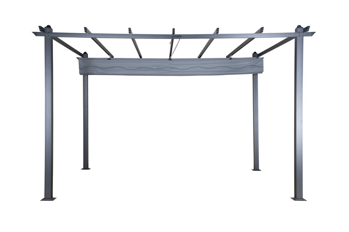 Lazio pergola svart aluminium med grått tyg