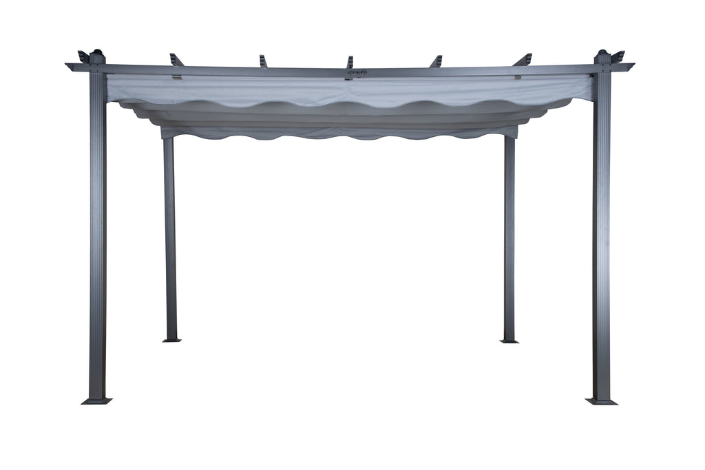 Lazio pergola svart aluminium med grått tyg
