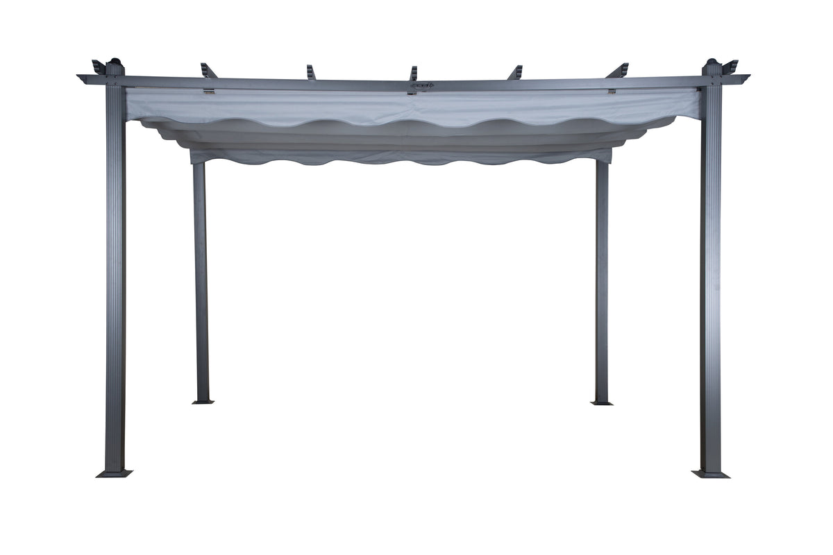 Lazio pergola svart aluminium med grått tyg