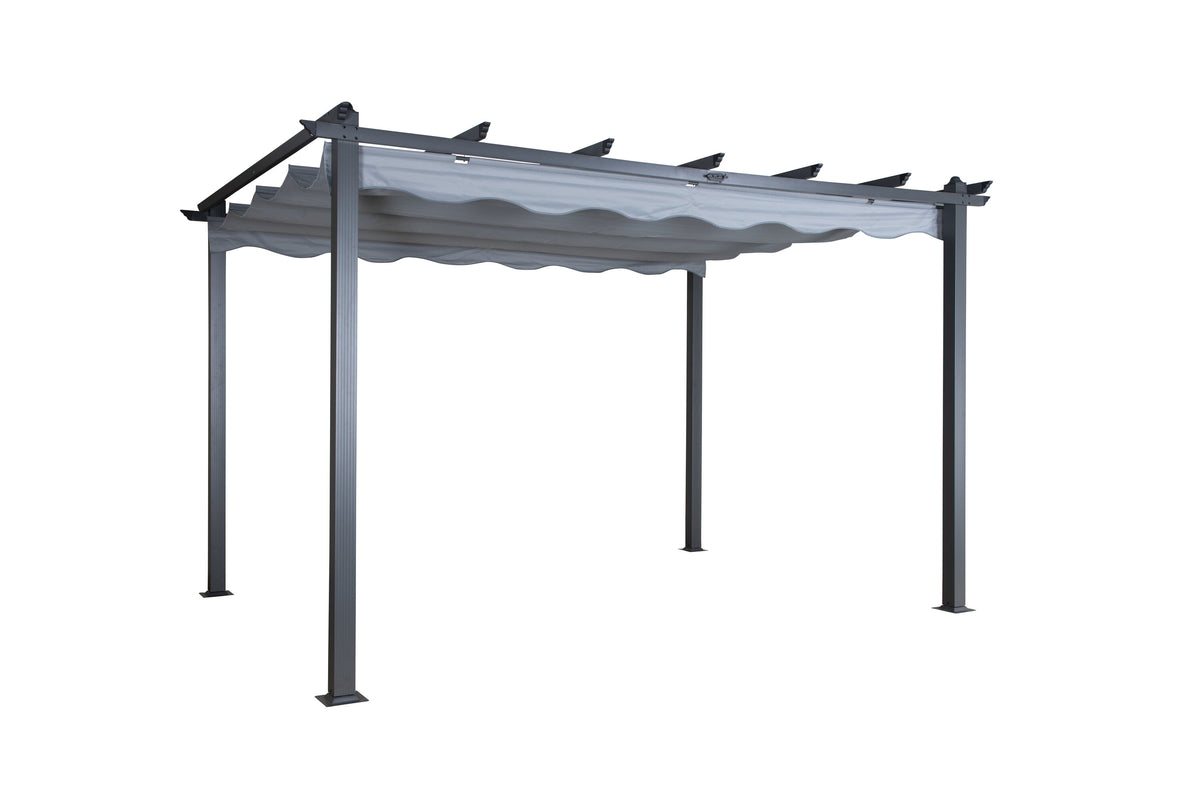 Lazio pergola svart aluminium med grått tyg