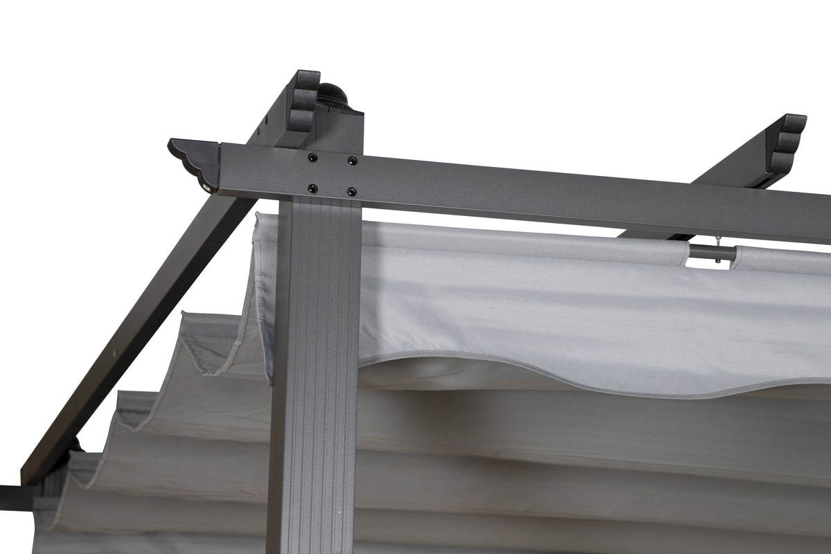 Lazio pergola svart aluminium med grått tyg