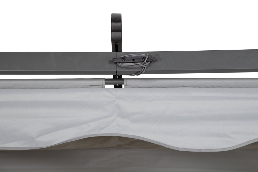 Lazio pergola svart aluminium med grått tyg