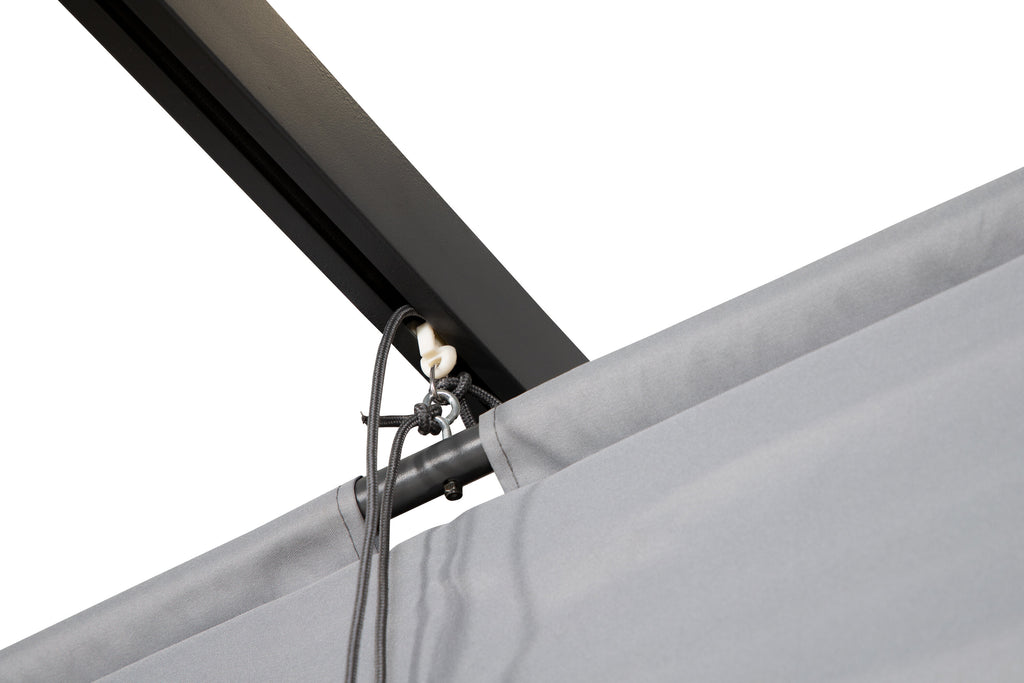 Lazio pergola svart aluminium med grått tyg