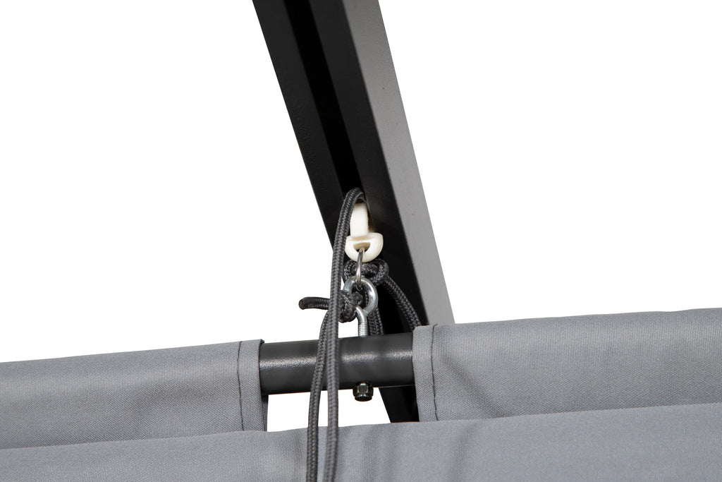 Lazio pergola svart aluminium med grått tyg