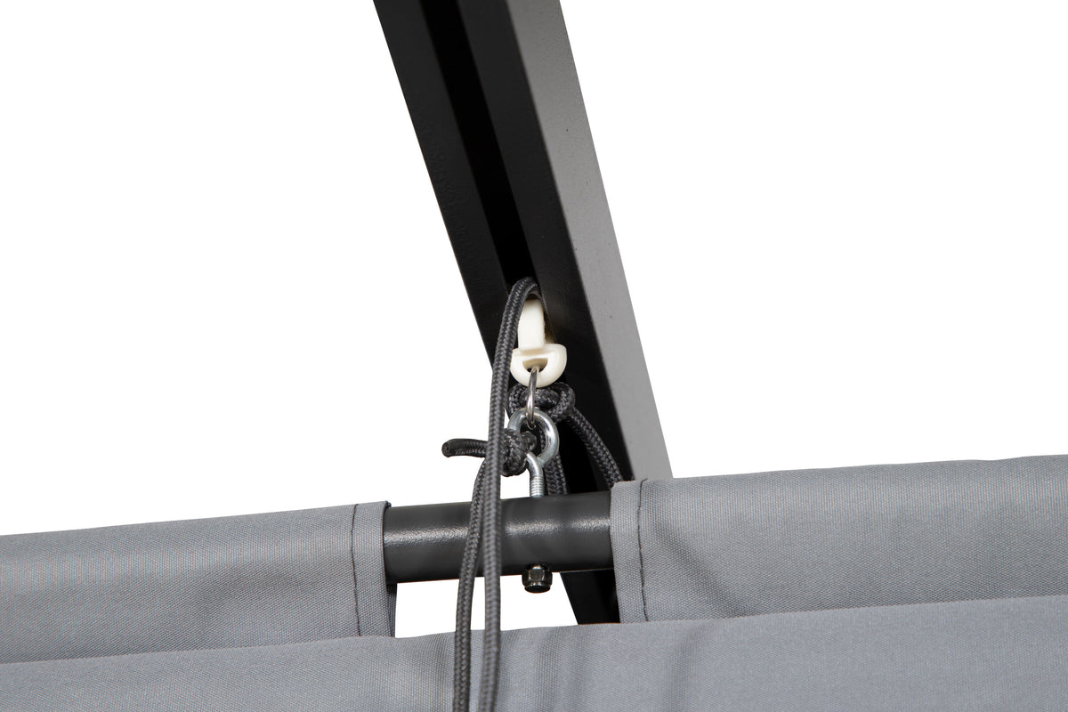 Lazio pergola svart aluminium med grått tyg