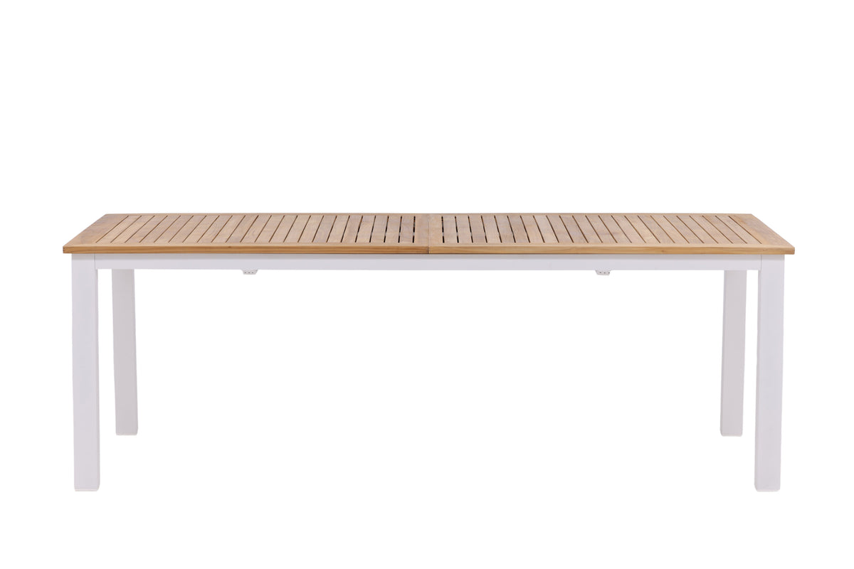Panama förlängningsbart matbord 224/324 cm vit aluminium och teak