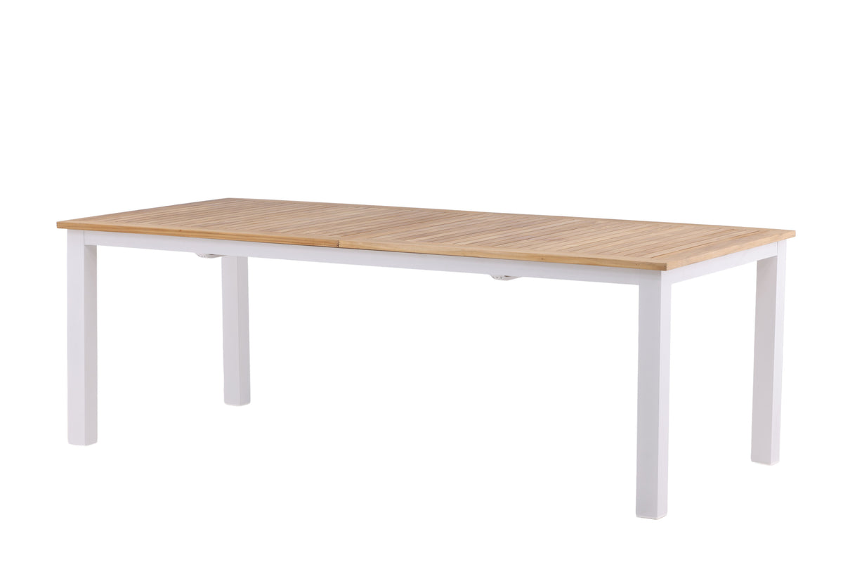 Panama förlängningsbart matbord 224/324 cm vit aluminium och teak