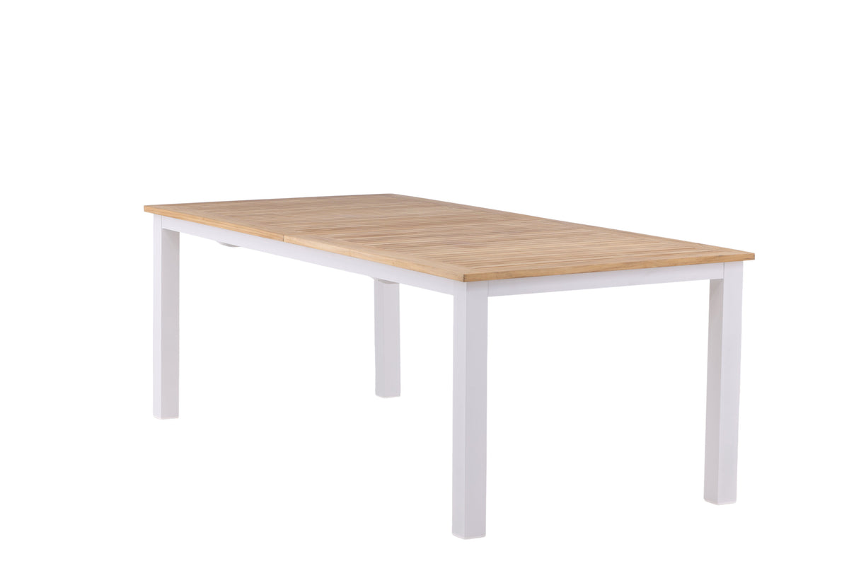 Panama förlängningsbart matbord 224/324 cm vit aluminium och teak
