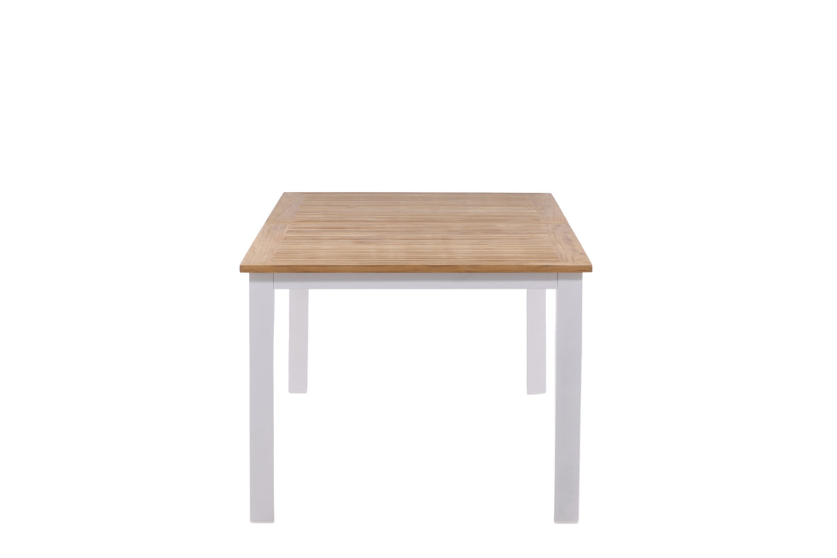 Panama förlängningsbart matbord 224/324 cm vit aluminium och teak