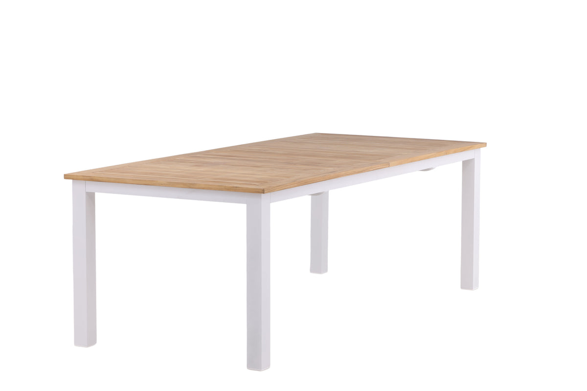 Panama förlängningsbart matbord 224/324 cm vit aluminium och teak