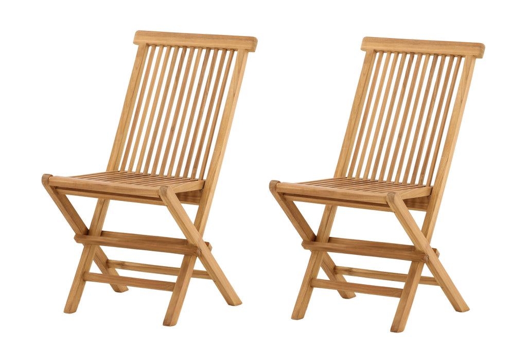 Kenya hopfällbar stol utan armstöd 2-pack naturfärgad teak