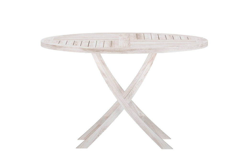 Kenya runt matbord Ø120 cm vitlaserad teak