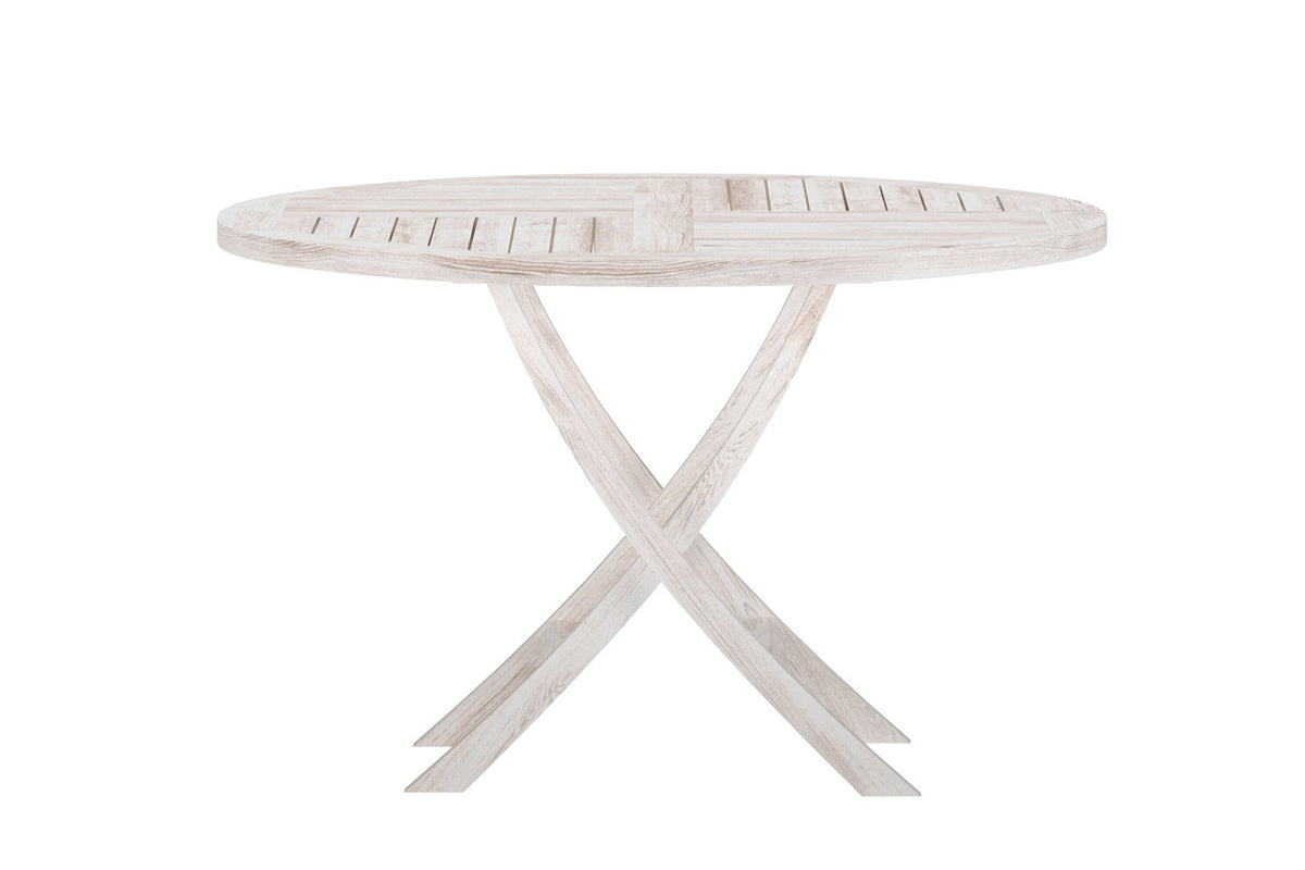 Kenya runt matbord Ø120 cm vitlaserad teak