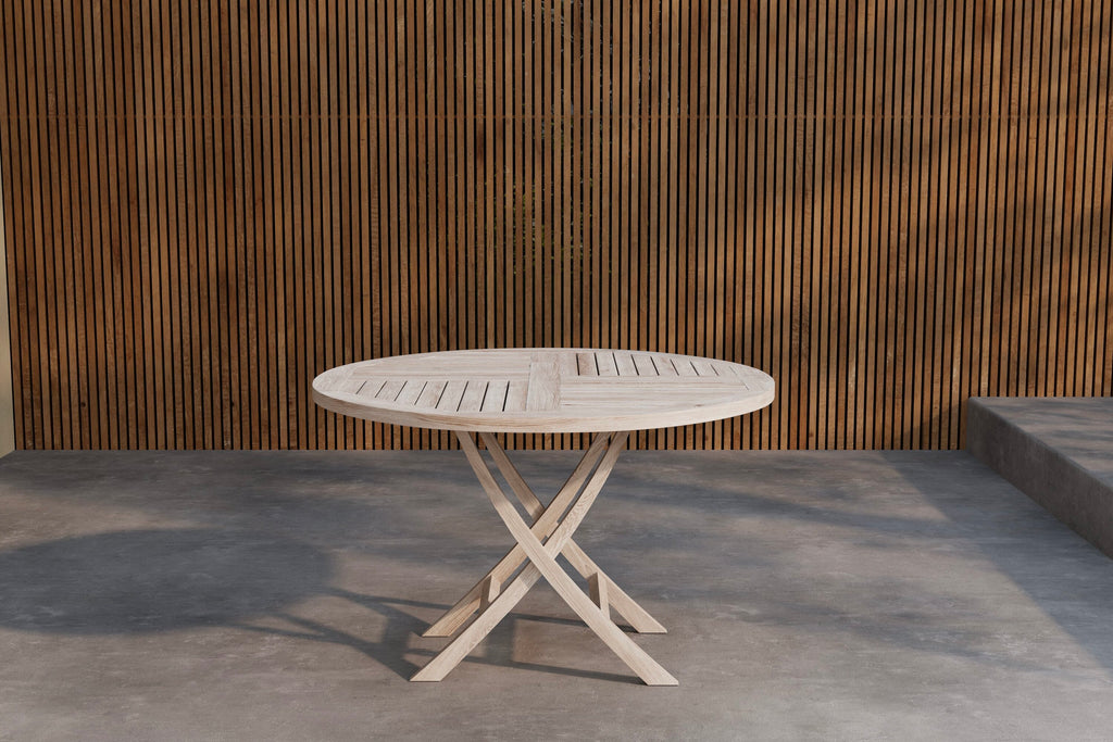 Kenya runt matbord Ø120 cm vitlaserad teak