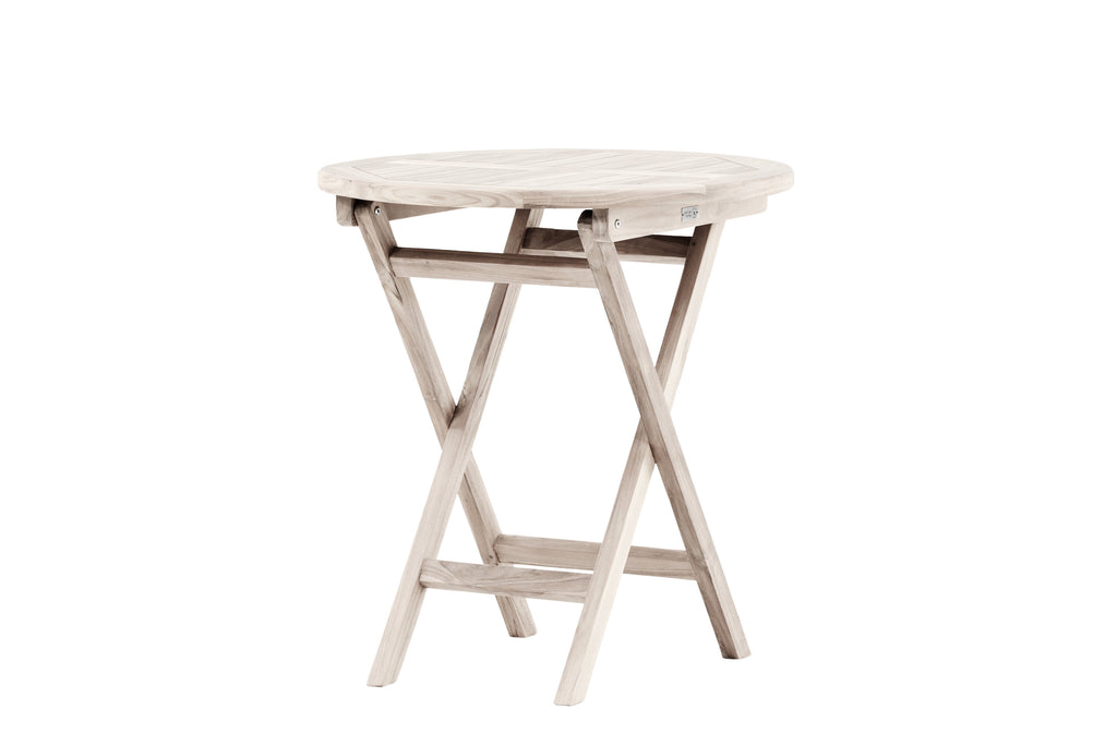 Kenya cafébord Ø70 cm vitlaserad teak