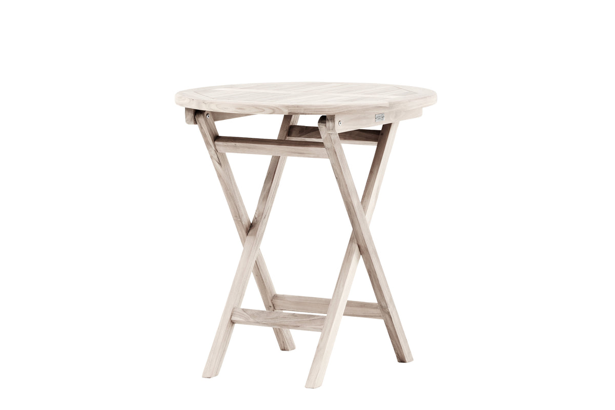 Kenya cafébord Ø70 cm vitlaserad teak