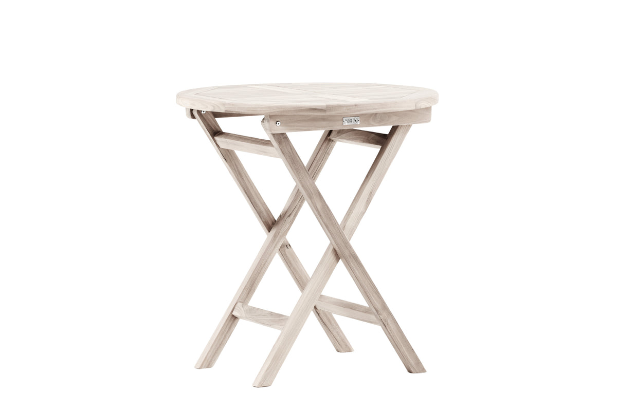 Kenya cafébord Ø70 cm vitlaserad teak