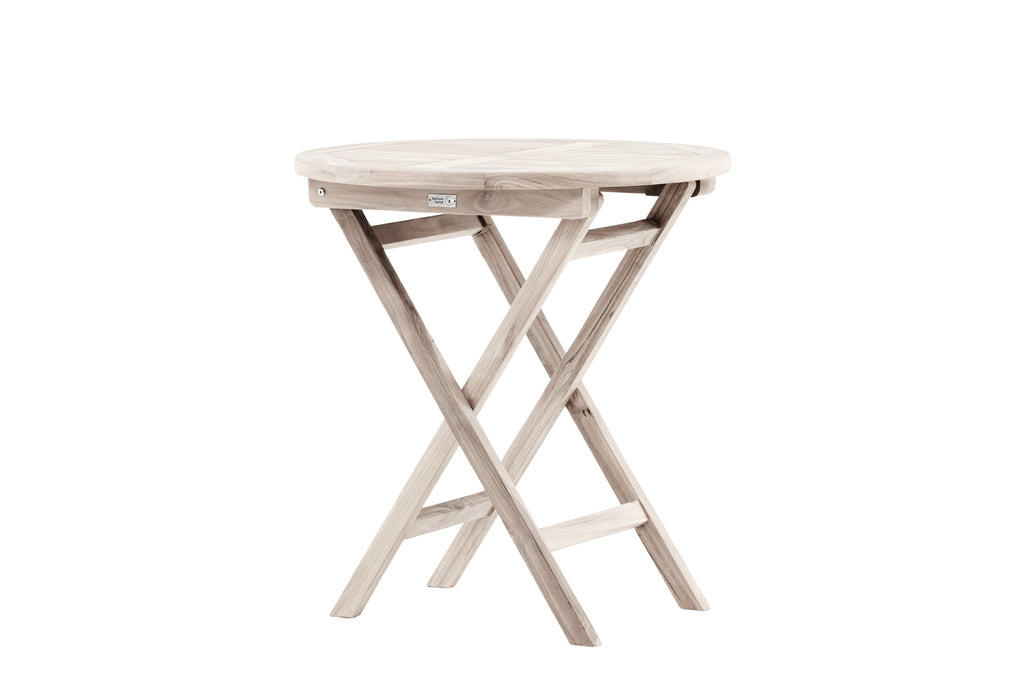 Kenya cafébord Ø70 cm vitlaserad teak