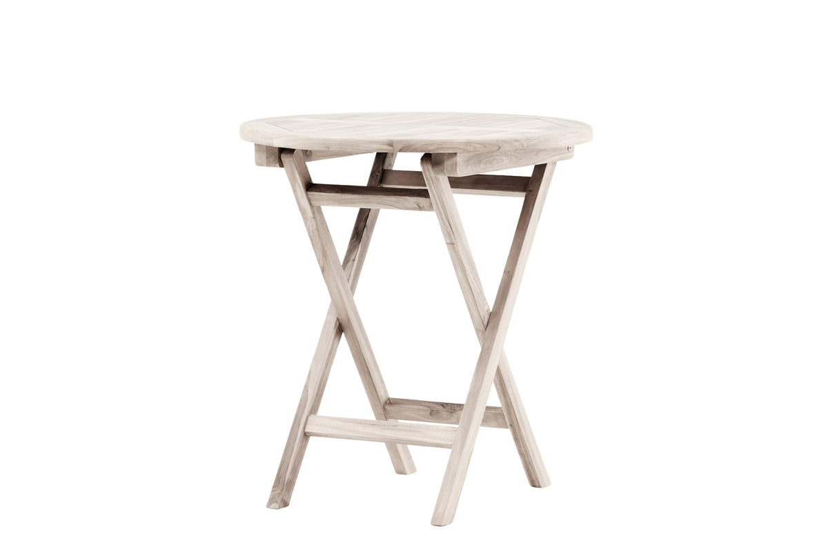 Kenya cafébord Ø70 cm vitlaserad teak