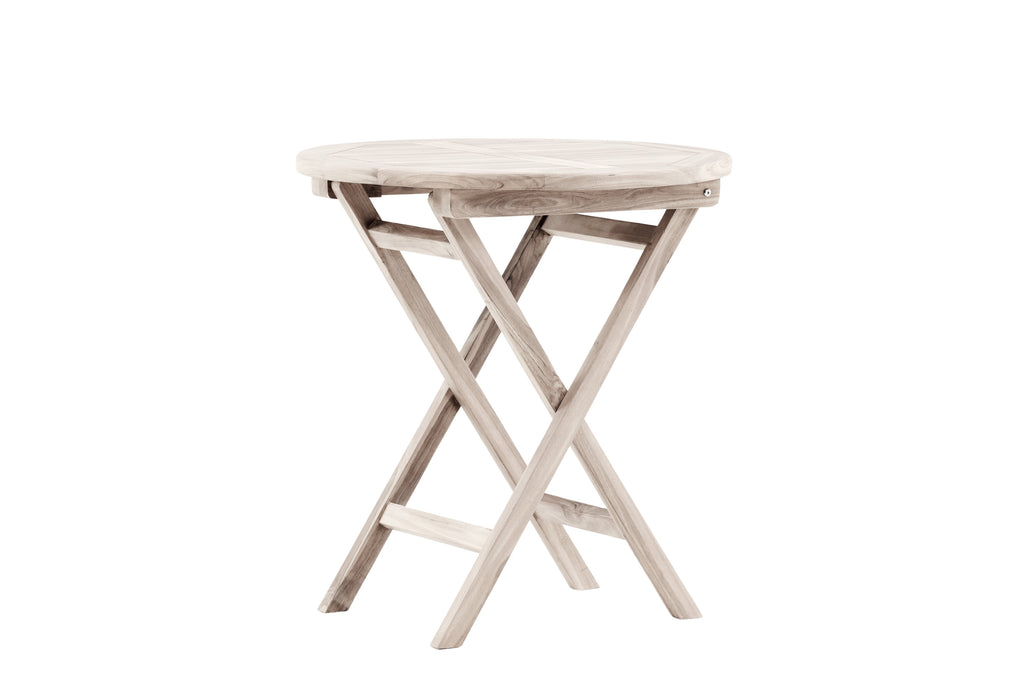 Kenya cafébord Ø70 cm vitlaserad teak