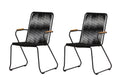 Bois karmstol 2-pack svart aluminium med svarta rep och akacia