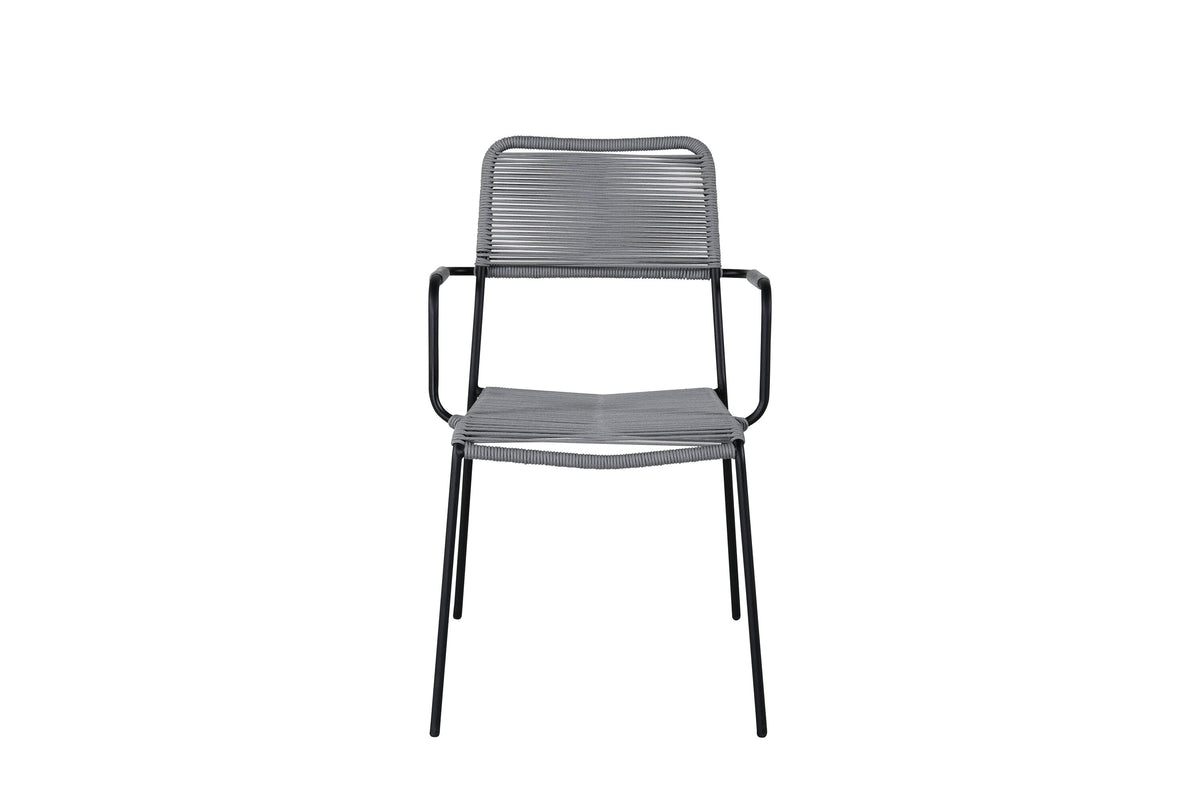 Lindos karmstol i svart aluminium med grått rep, 2-pack