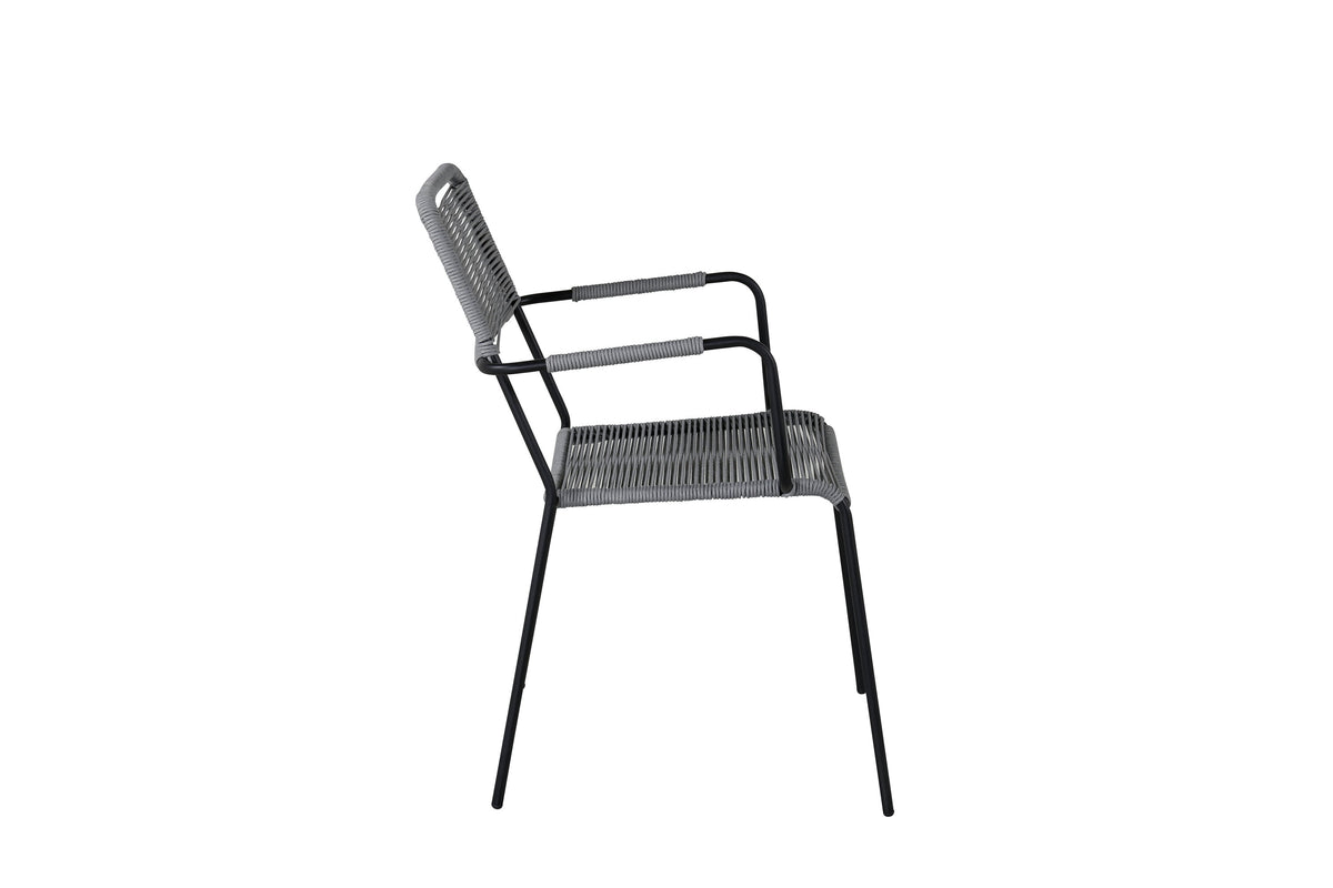 Lindos karmstol i svart aluminium med grått rep, 2-pack