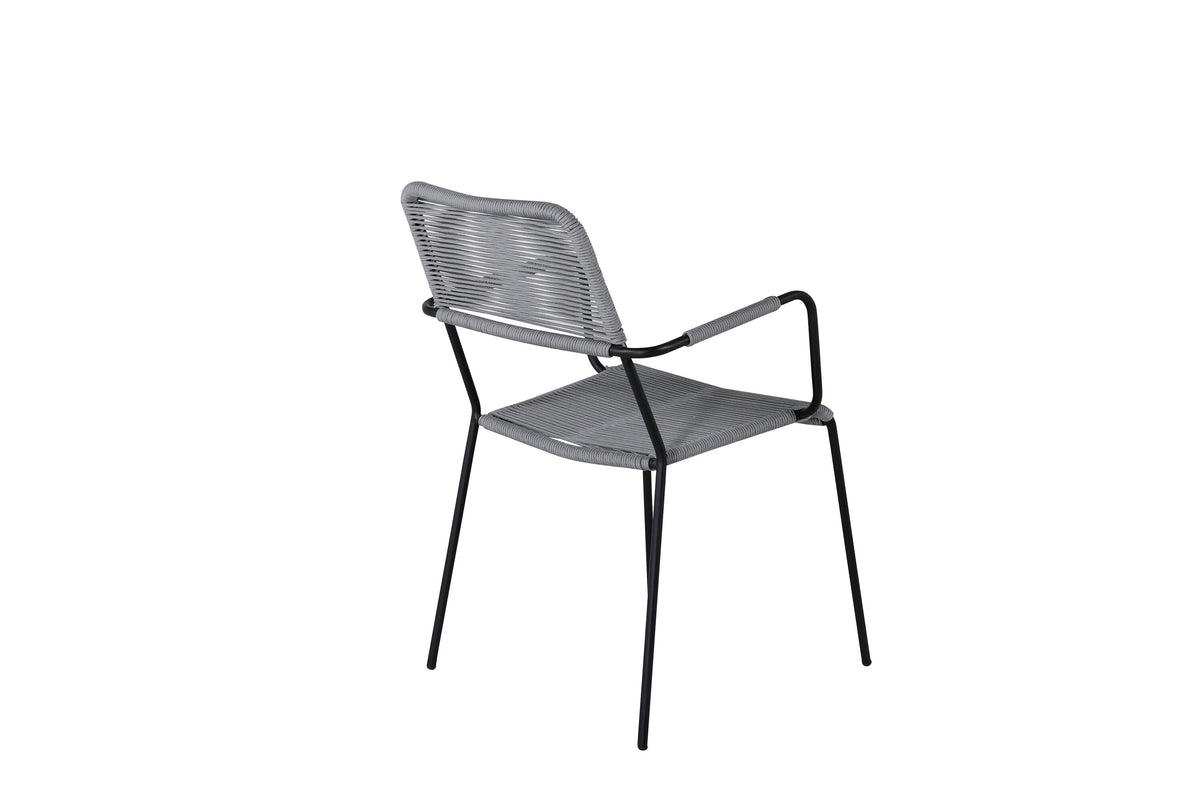 Lindos karmstol i svart aluminium med grått rep, 2-pack