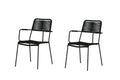 Lindos karmstol i svart aluminium med svart rep, 2-pack