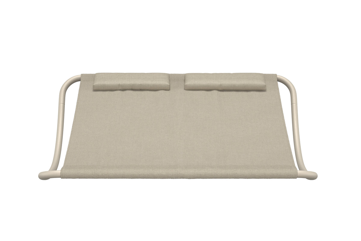 Gordo gungande solsäng för två med beige stomme och beige tyg