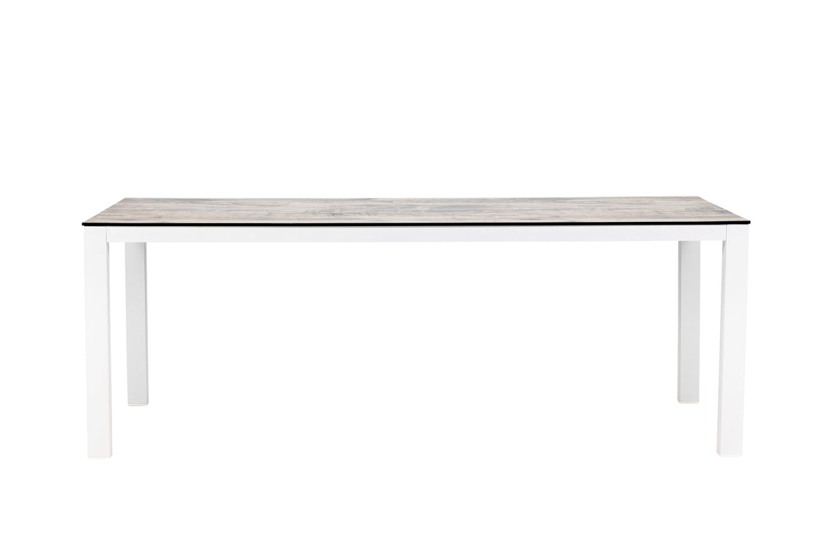 Llama matbord 205x100 cm vit aluminium/grått högtryckslaminat