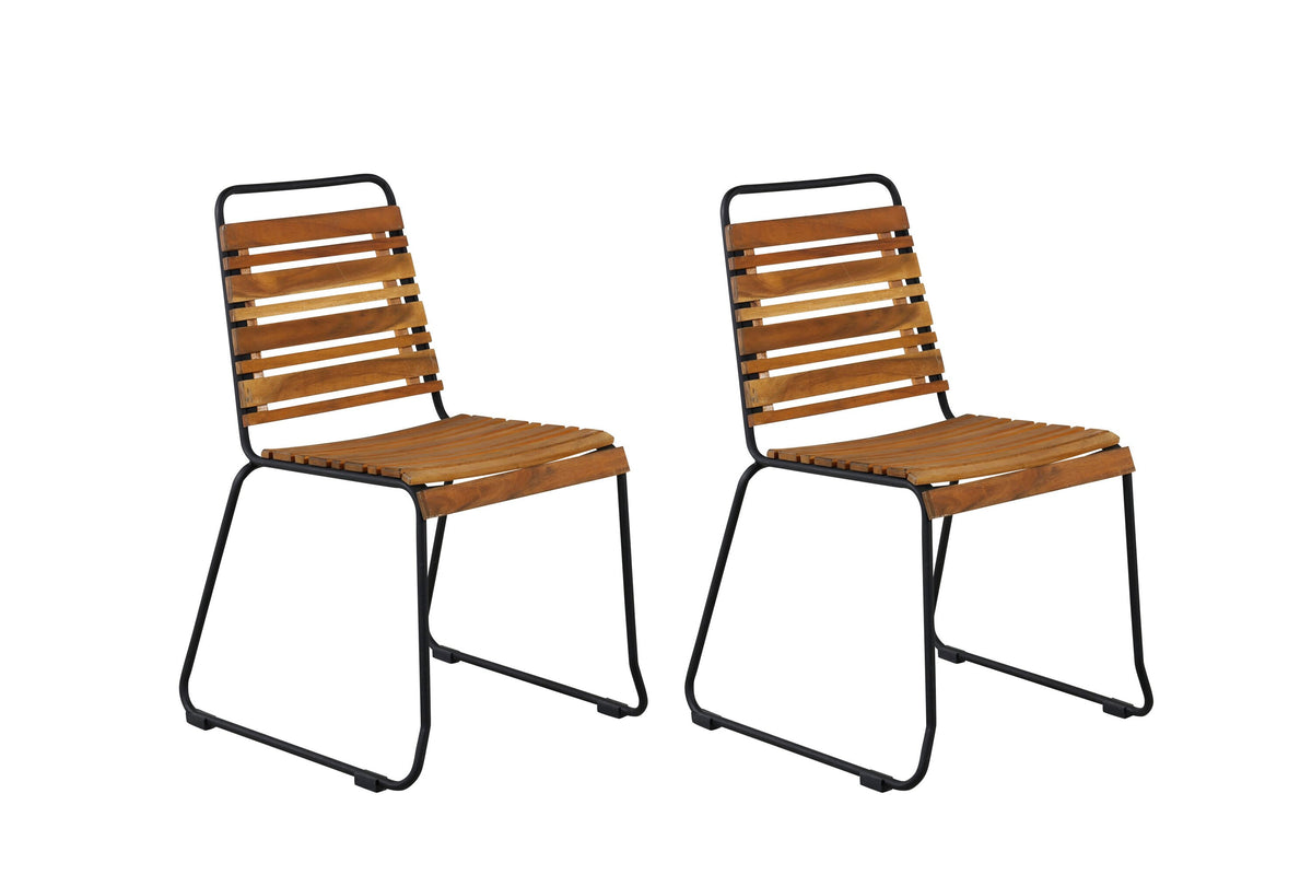 Bois matstol 2-pack svart aluminium och akacia