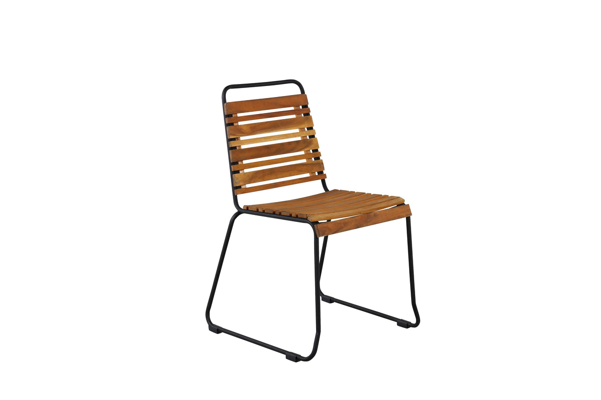 Bois matstol 2-pack svart aluminium och akacia