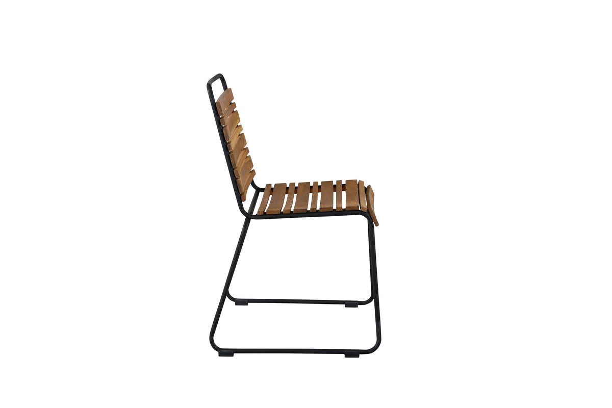 Bois matstol 2-pack svart aluminium och akacia